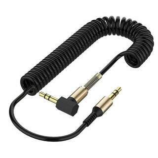 Black Coiled 3.5mm  Cable Mini Jack to Jack Male Audio